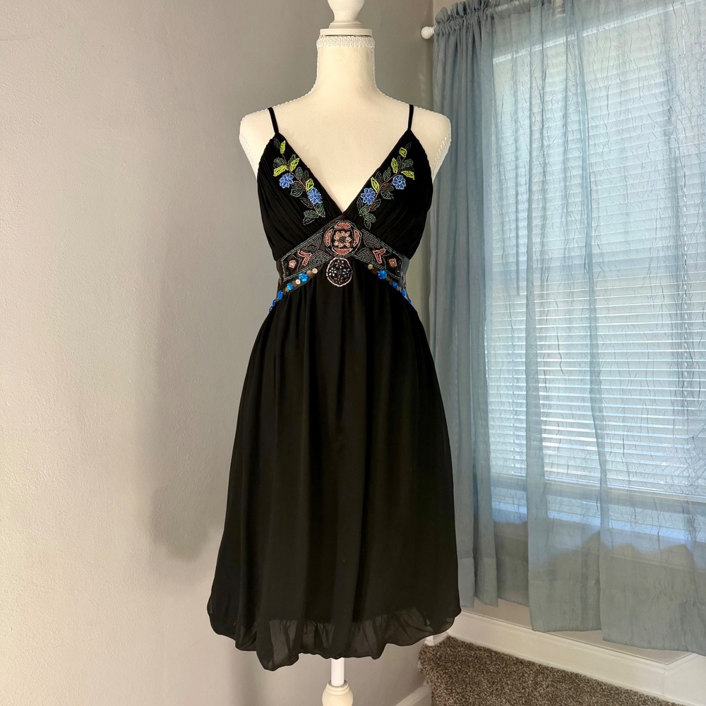 Vintage Y2K Sue Wong Nocturne Black Silk Beaded Dress